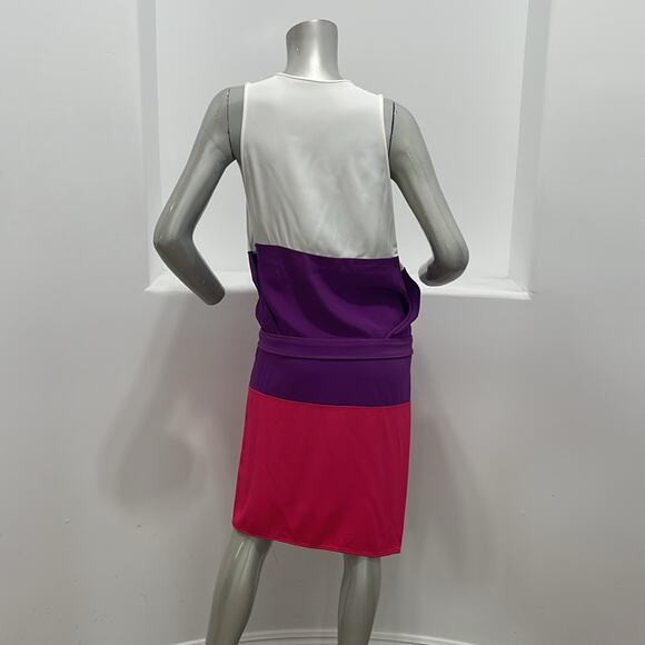 DSQUARED2 Women Color Block Tunic Dress White Purple - Picture 3 of 13